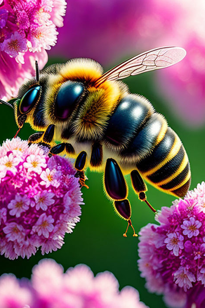 a bee visiting cherry blossoms