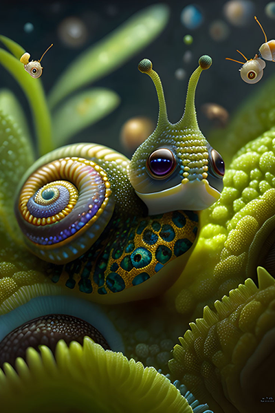Baby snail in a Patchwork styles by Catherine Abel, Yacek yerka, iwona lifsches, Michael William Kaluta, by Tony Diterlizzi, insanely detailed and intricate, hypermaximalist, elegant, ornate, hyper realistic