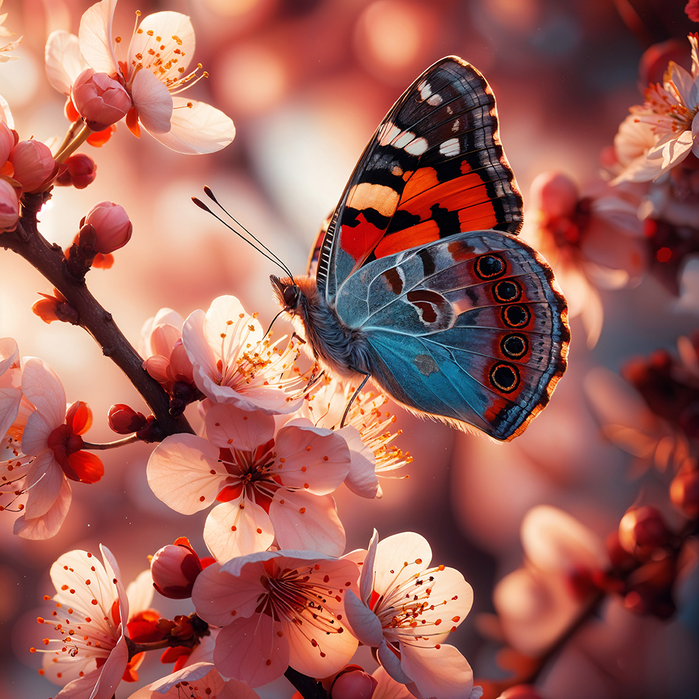 Fluttering Beauty Among Blossoms